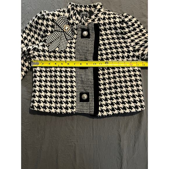 House of Barretti Houndstooth Tweed Jacket Pearl Buttons Bow Accent Size S/M - Picture 8 of 8